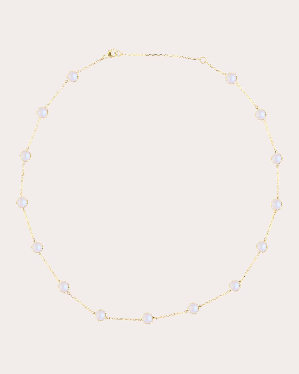 Diamond & Moonstone 14k Gold Found Station Necklace
