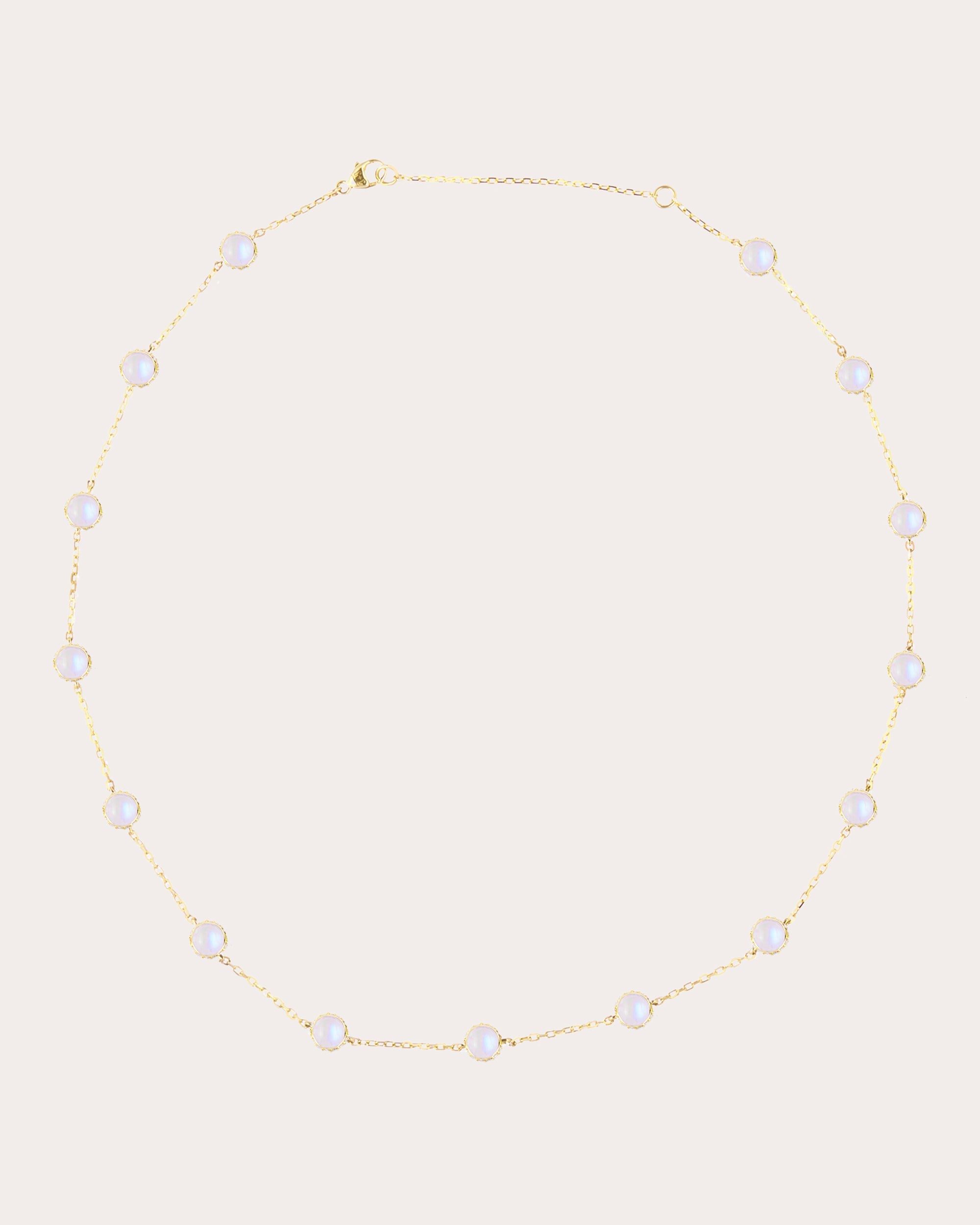 Diamond & Moonstone 14k Gold Found Station Necklace