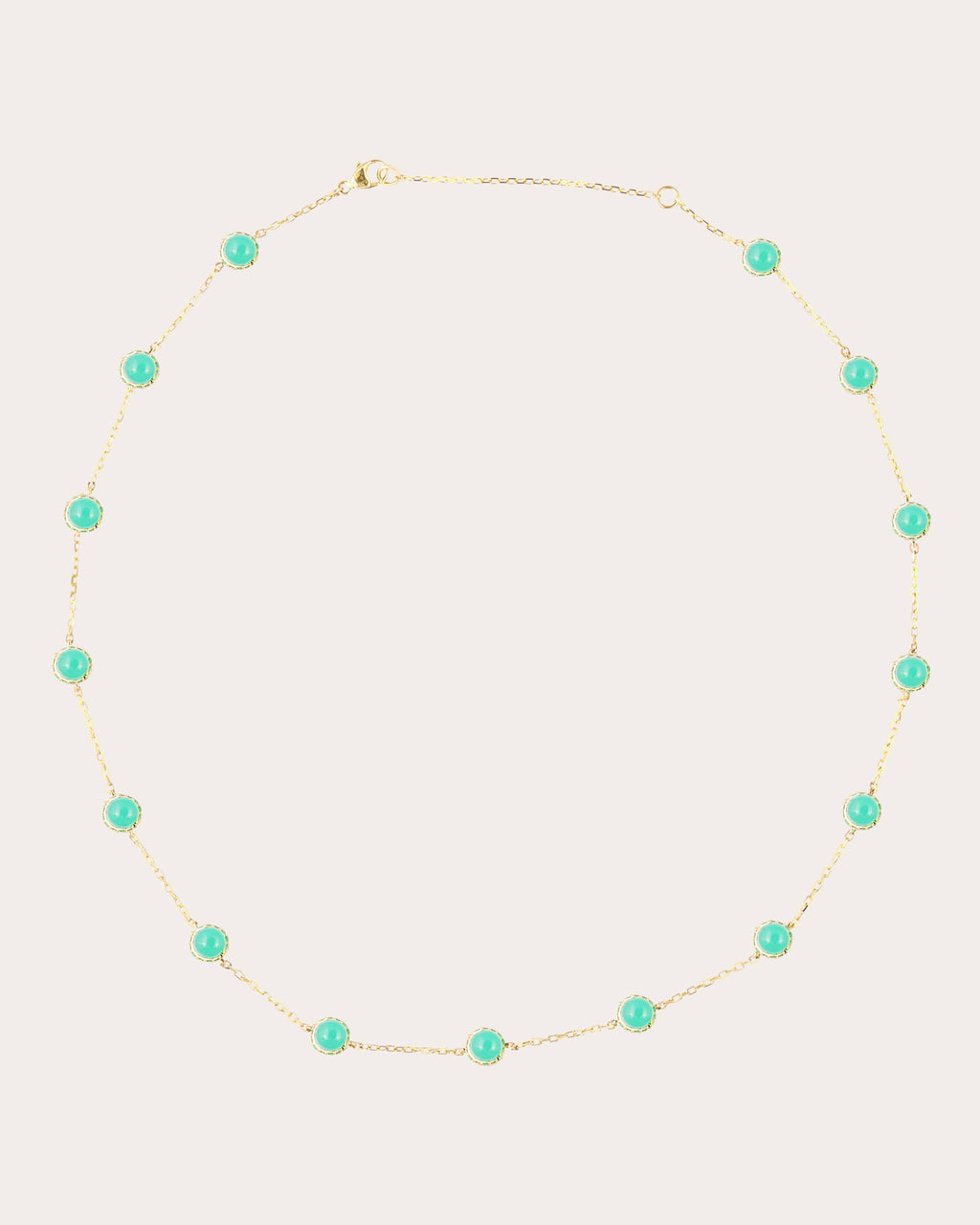 Tsavorite & Chrysoprase Cabochon 14k Gold Found Station Necklace