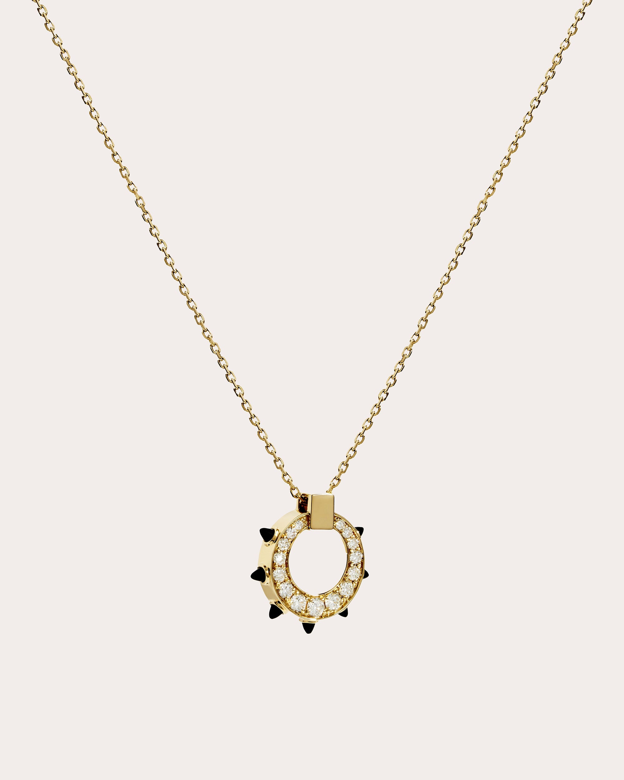 Black Agate & Diamond Spike Pendant Necklace