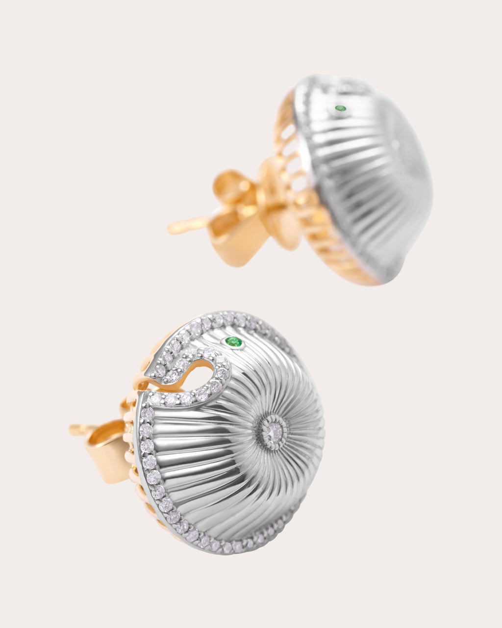 Diamond Two-Tone Spora Fungheon Stud Earrings