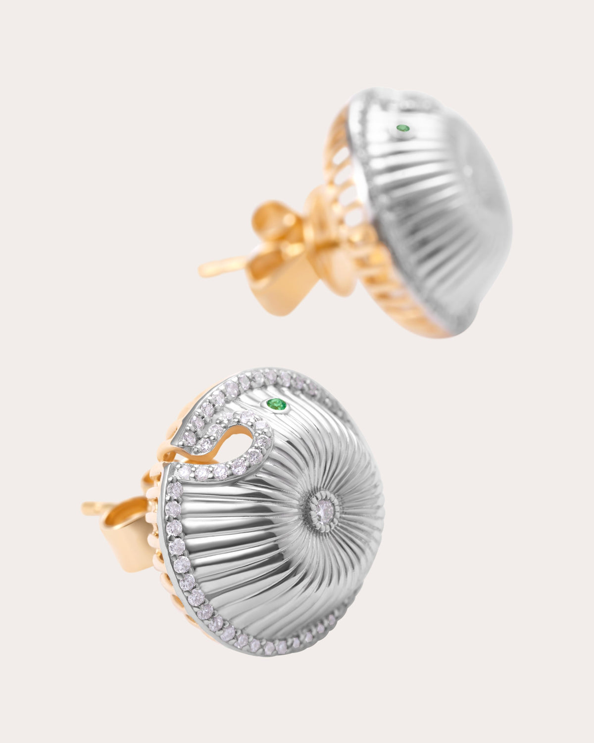 Diamond Two-Tone Spora Fungheon Stud Earrings