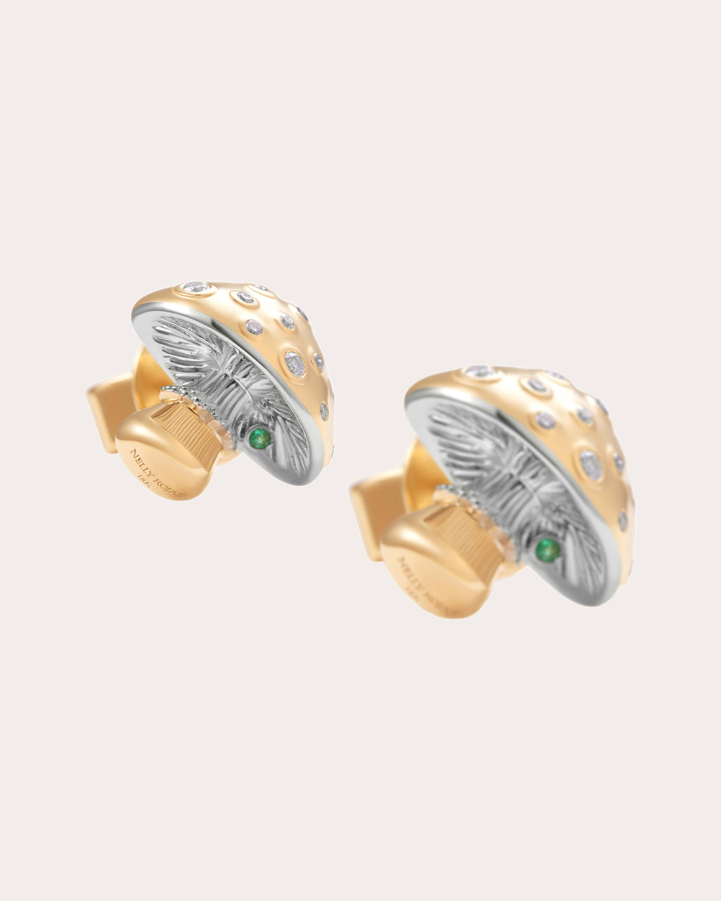 Diamond Mini Mycelium Funghi Stud Earrings