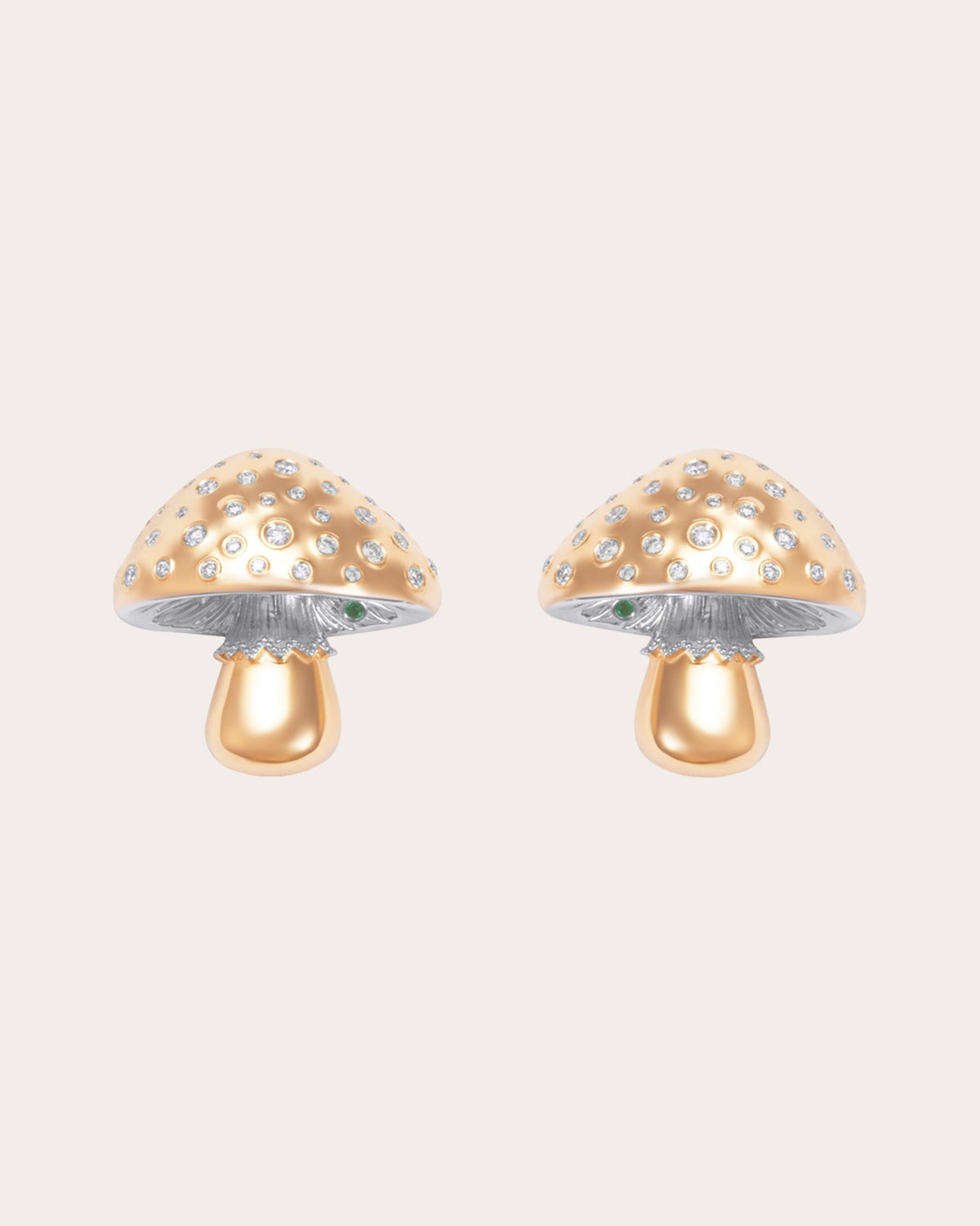 Diamond Mini Mycelium Funghi Stud Earrings