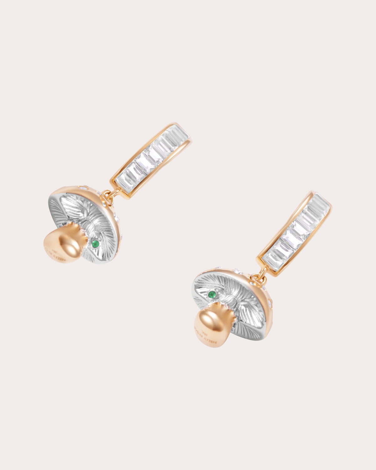 Diamond Mycelium Funghi Drop Earrings