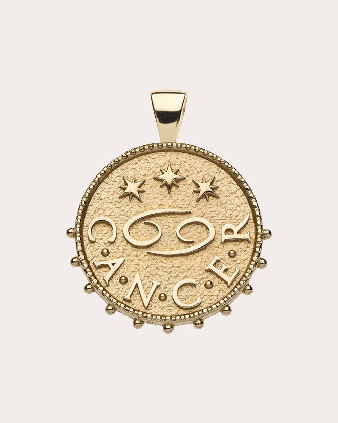 CANCER Small Zodiac Coin Pendant Necklace