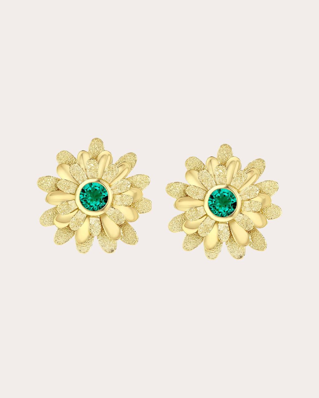 Emerald & 18k Gold Dalia Stud Earrings