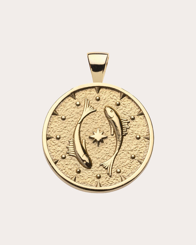 PISCES Small Zodiac Coin Pendant Necklace