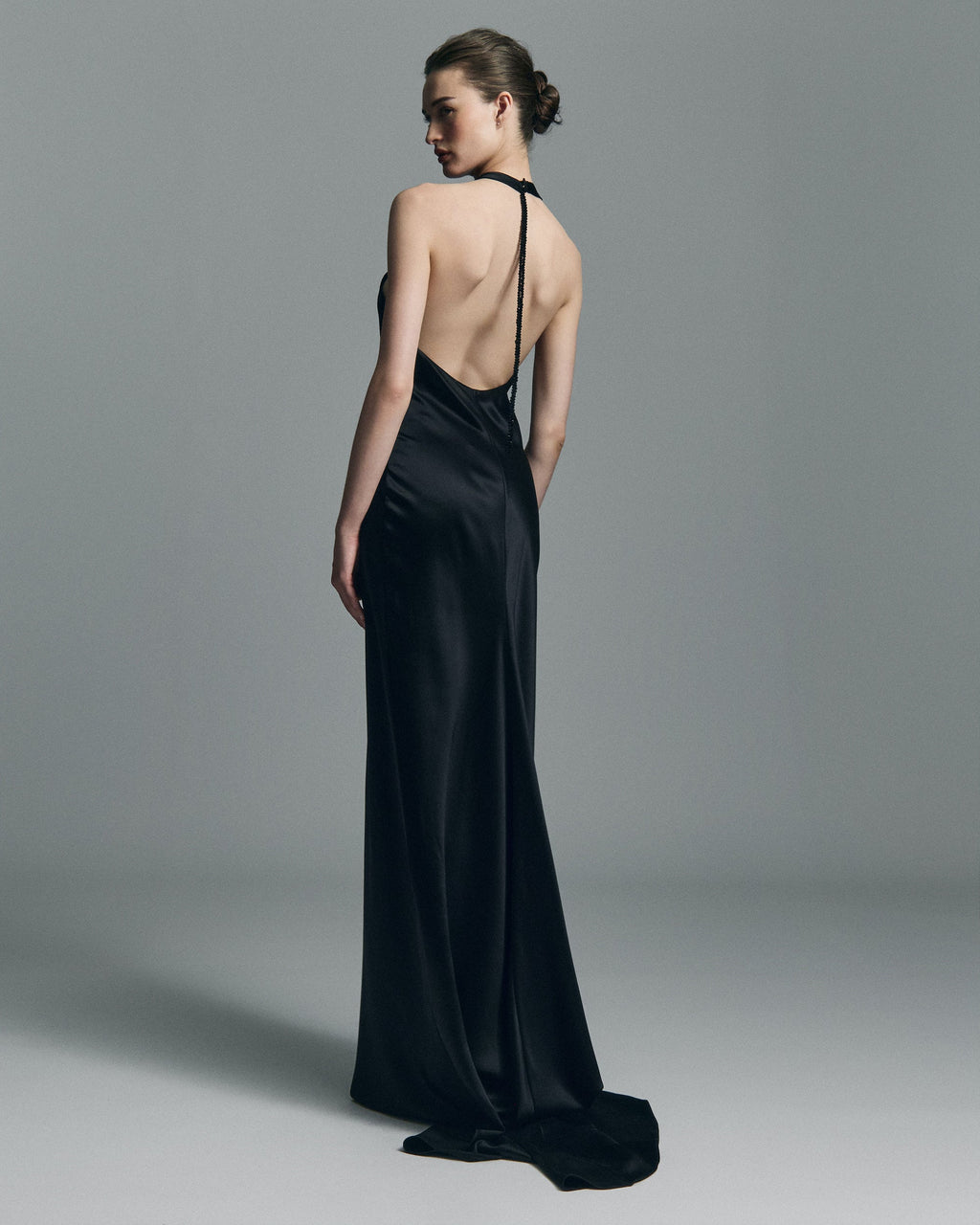 Nightfall Silk Halter Maxi Dress