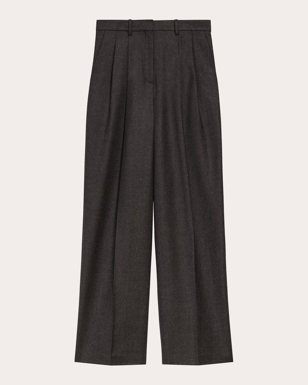 Pleated Wool-Flannel Wide-Leg Pants