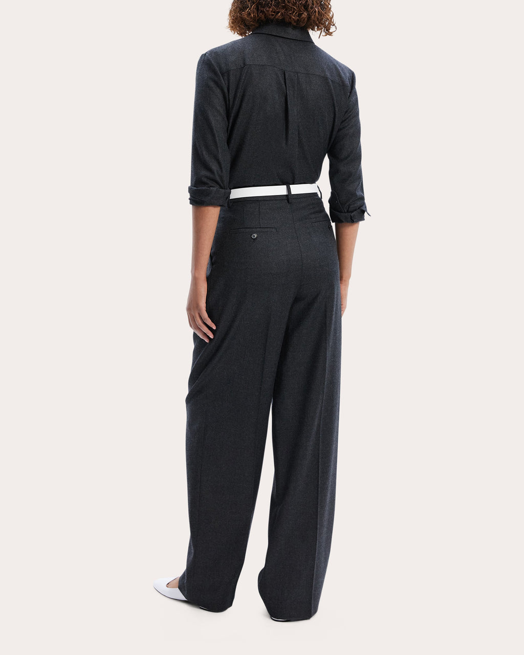 Pleated Wool-Flannel Wide-Leg Pants