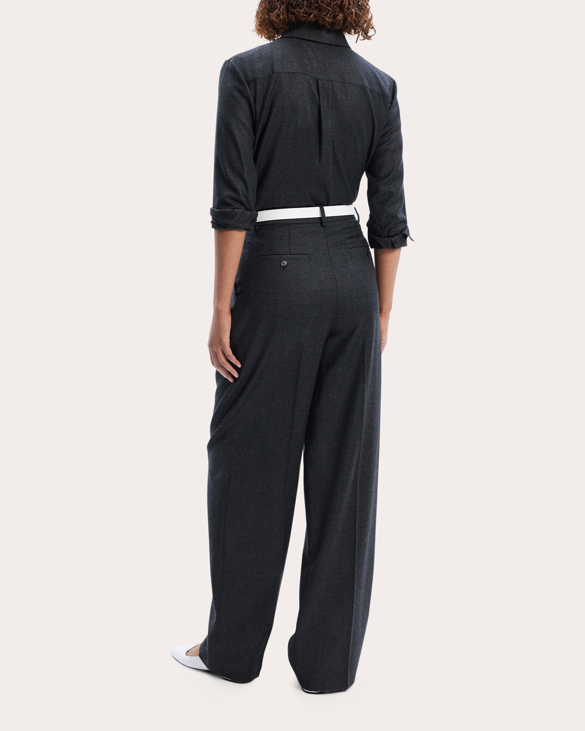 Pleated Wool-Flannel Wide-Leg Pants