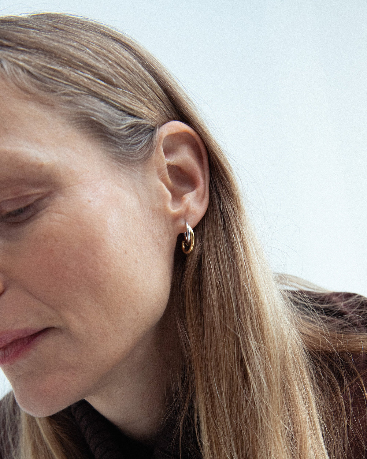 Two-Tone Small Spiralis Hoop Earrings