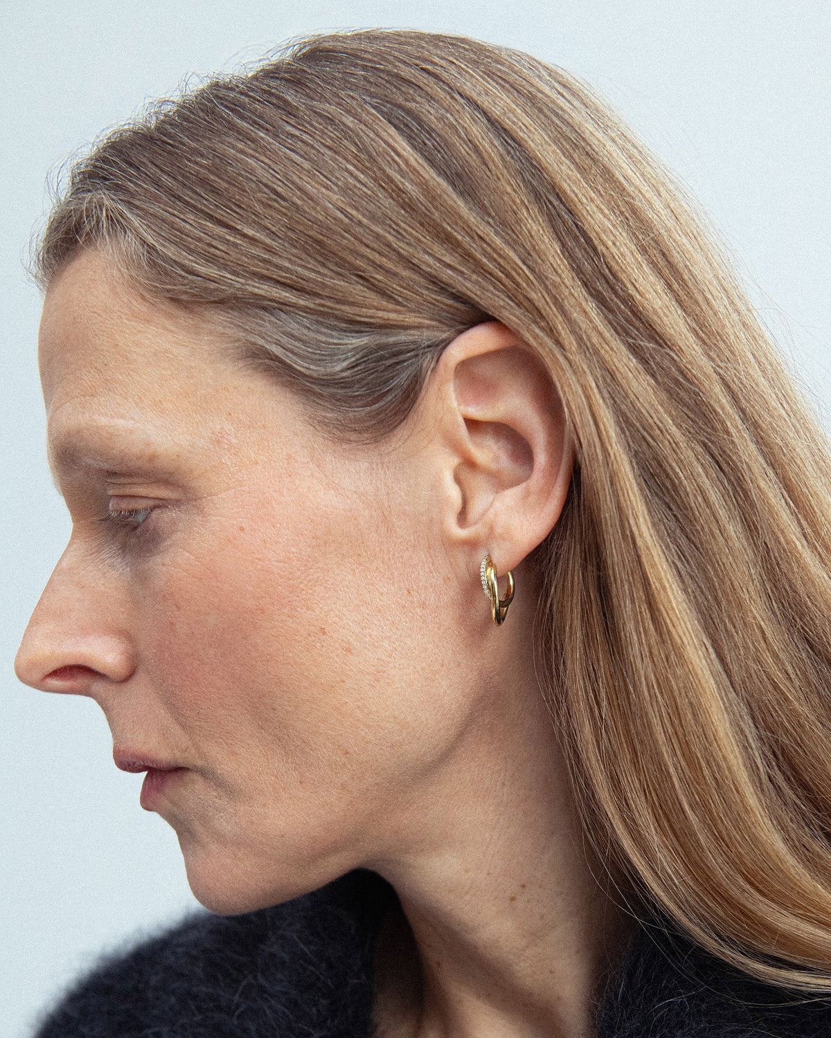 Cubic Zirconia Small Pavé Spiralis Hoop Earrings