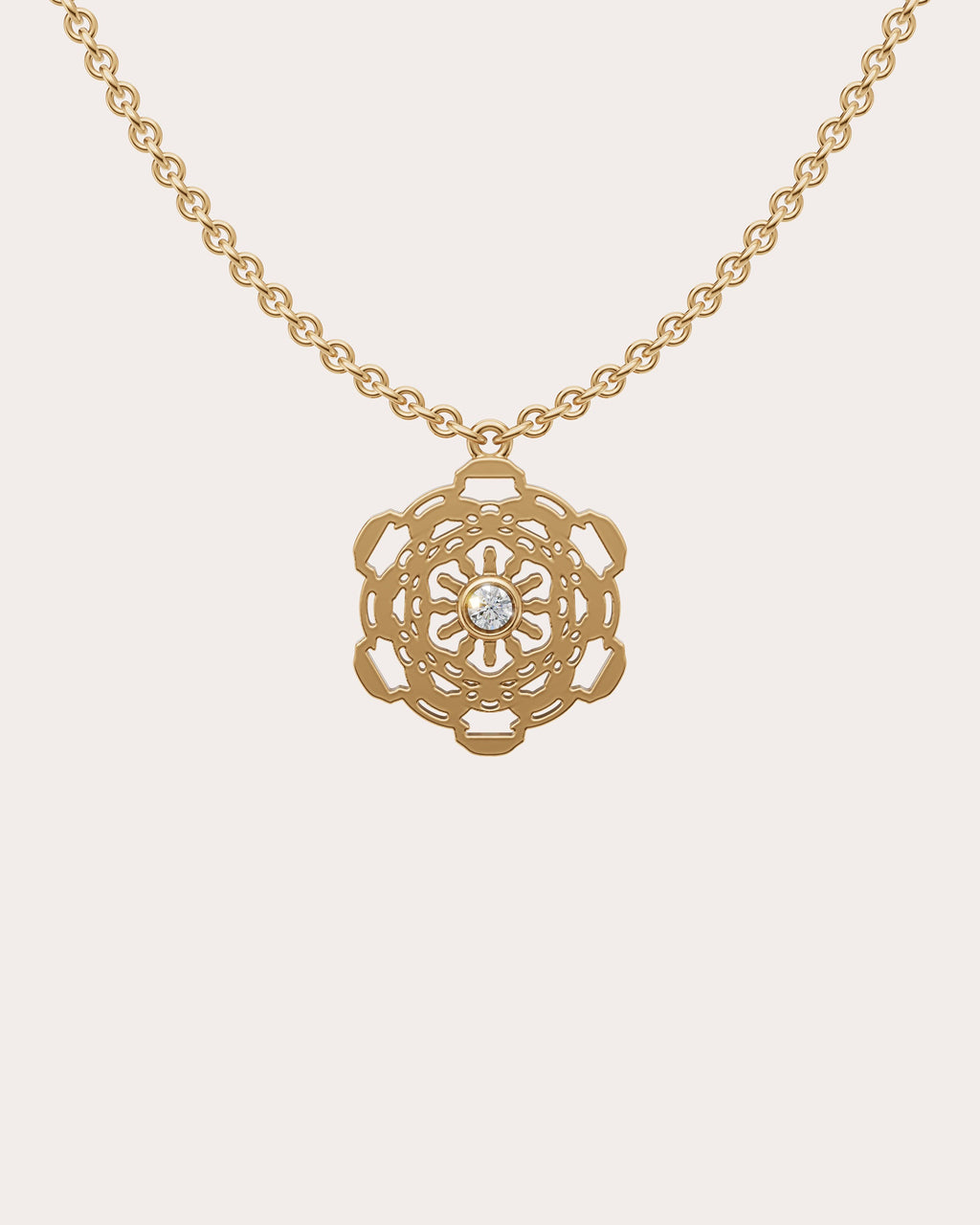 Diamond & Gold Vermeil Om Pendant Necklace