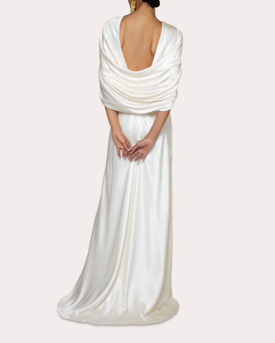 Oriana Draped Silk-Satin Gown