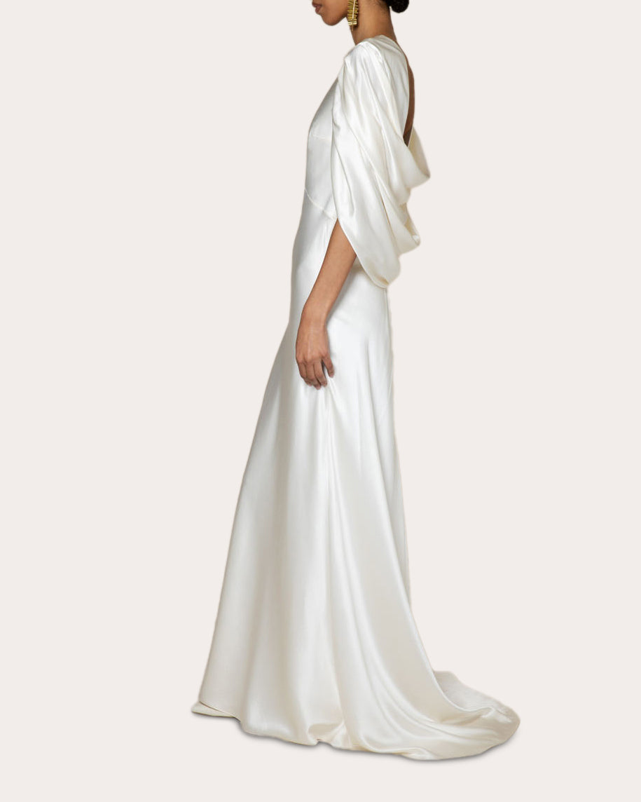 Oriana Draped Silk-Satin Gown