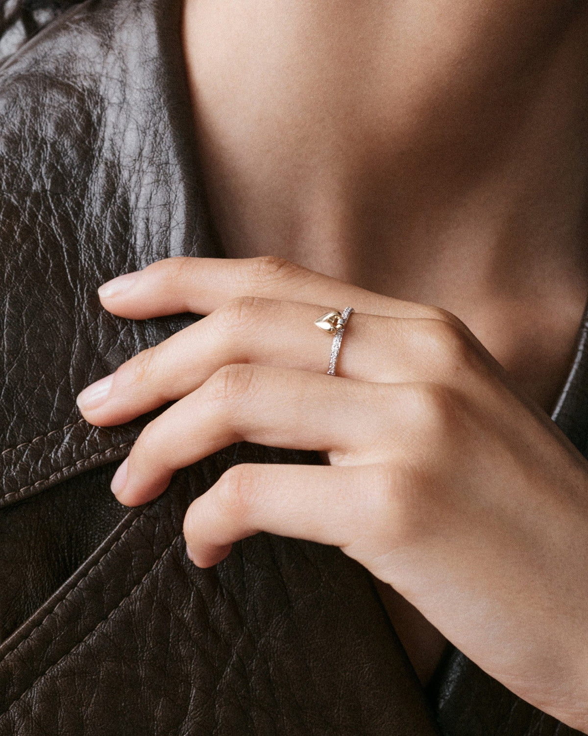 Diamond Heart Knocker Ring
