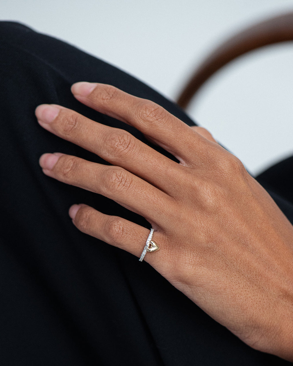 Diamond Heart Knocker Ring