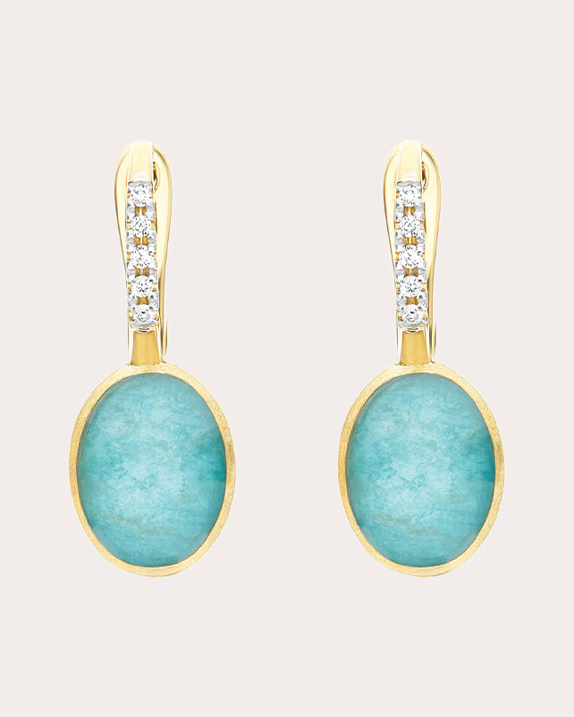 Amazonite & Diamond 18k Gold Small Anice Drop Earrings