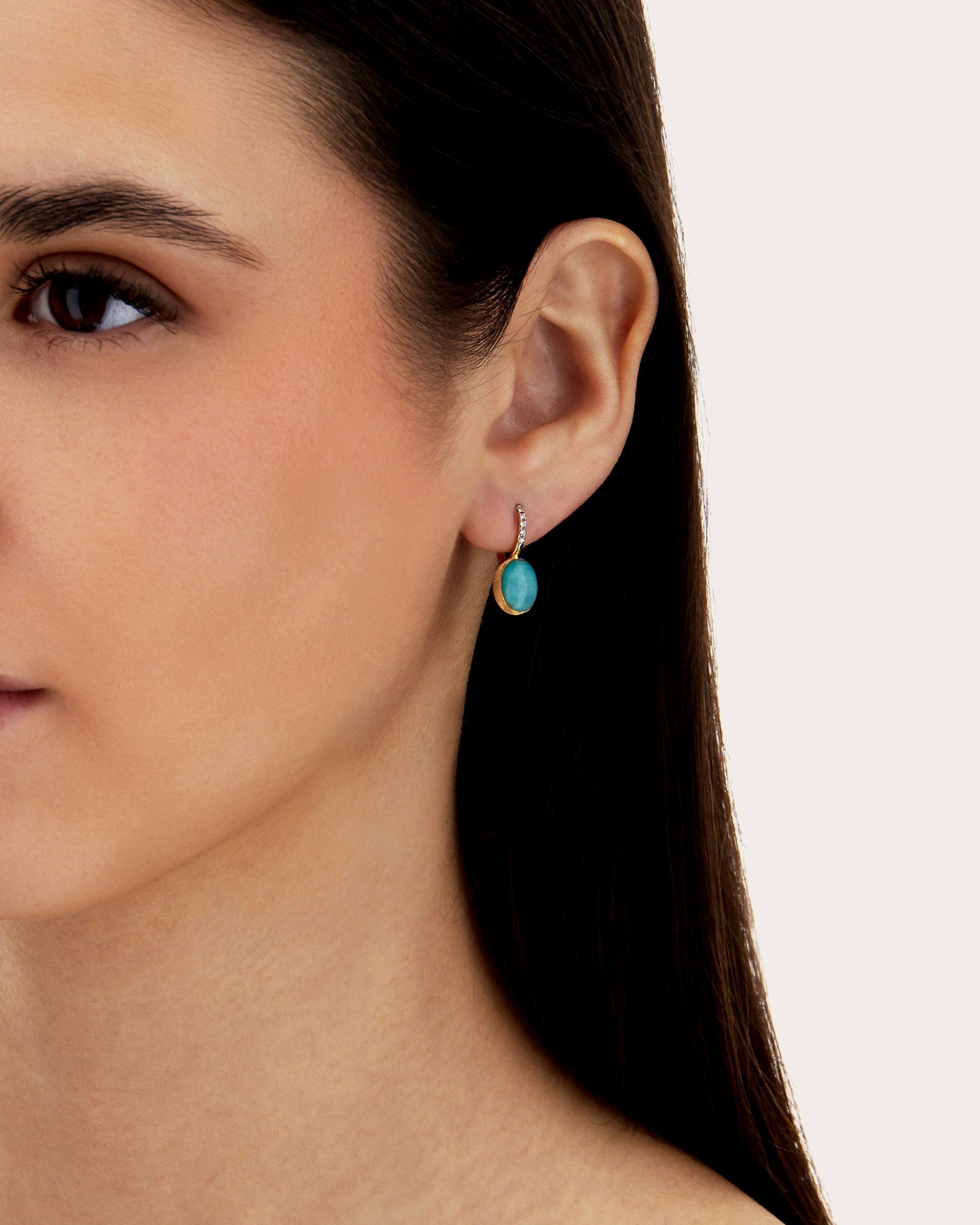 Amazonite & Diamond 18k Gold Small Anice Drop Earrings