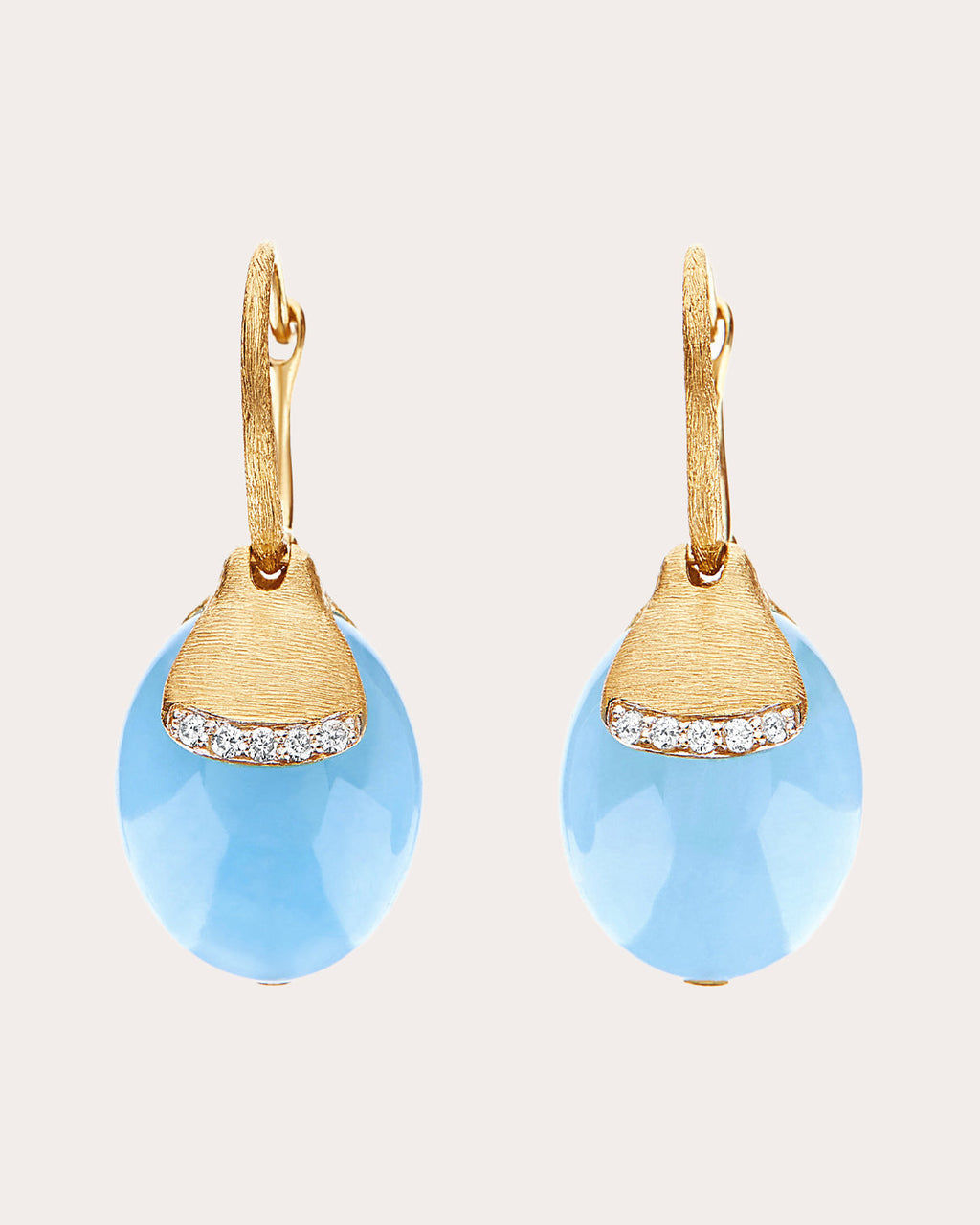 Diamond & Aquamarine 18k Gold Ciliegine Drop Earrings