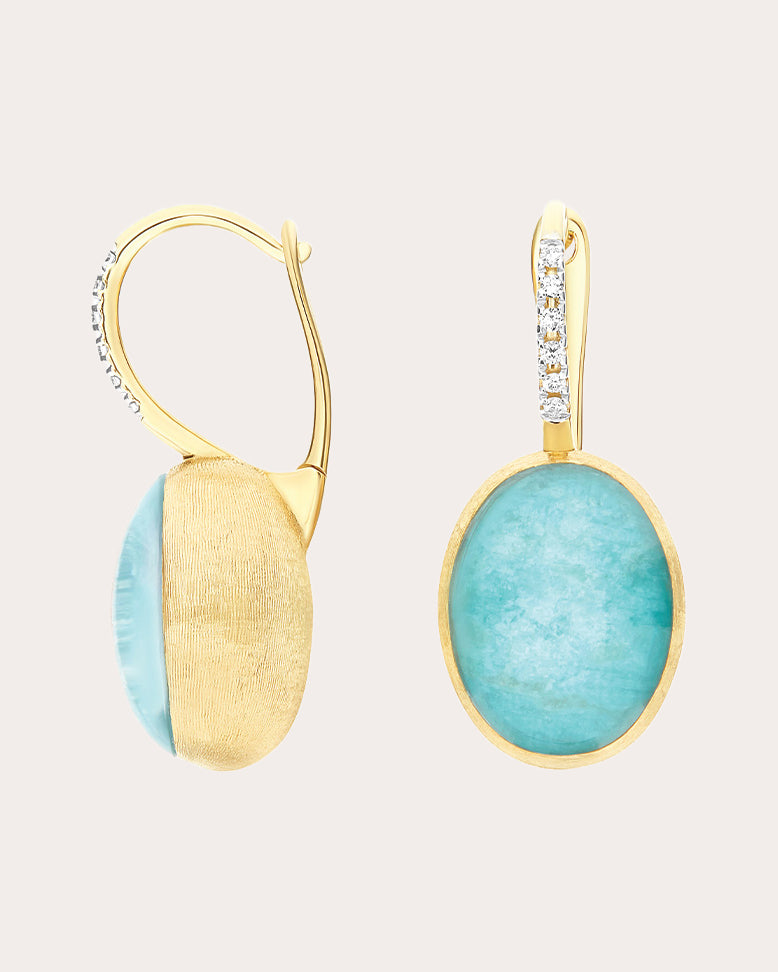 Amazonite & Diamond 18k Gold Medium Anice Drop Earrings