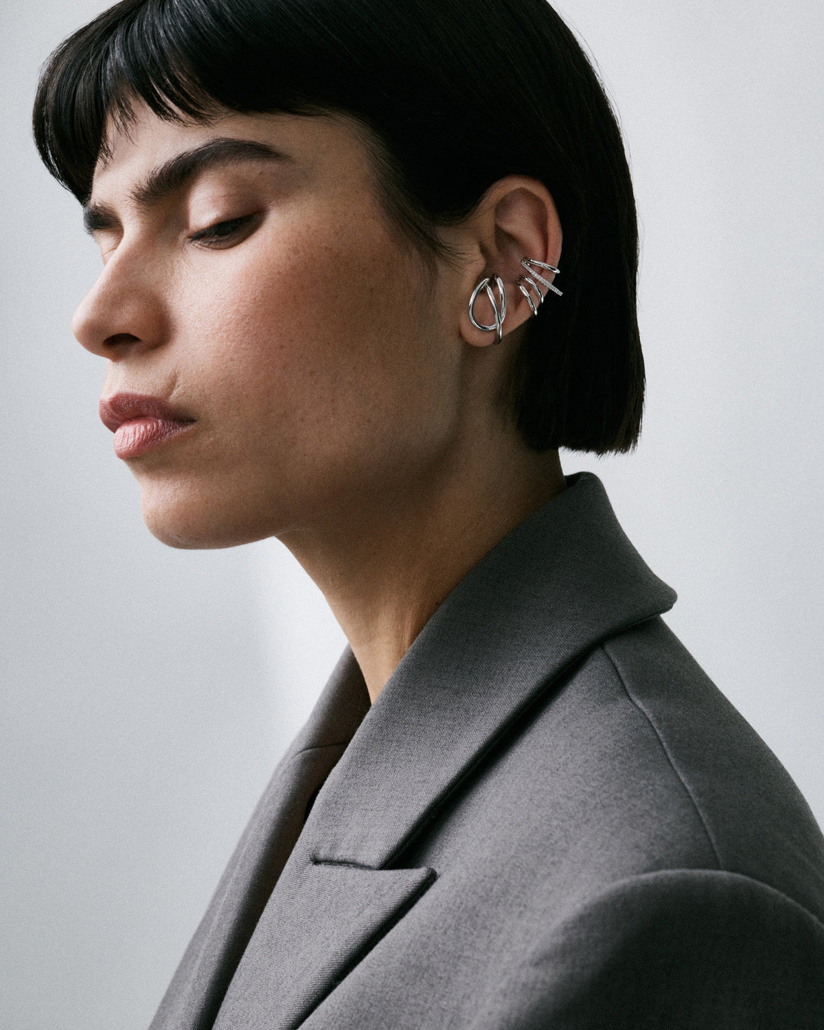 Cubic Zirconia Pavé Double Ear Cuff