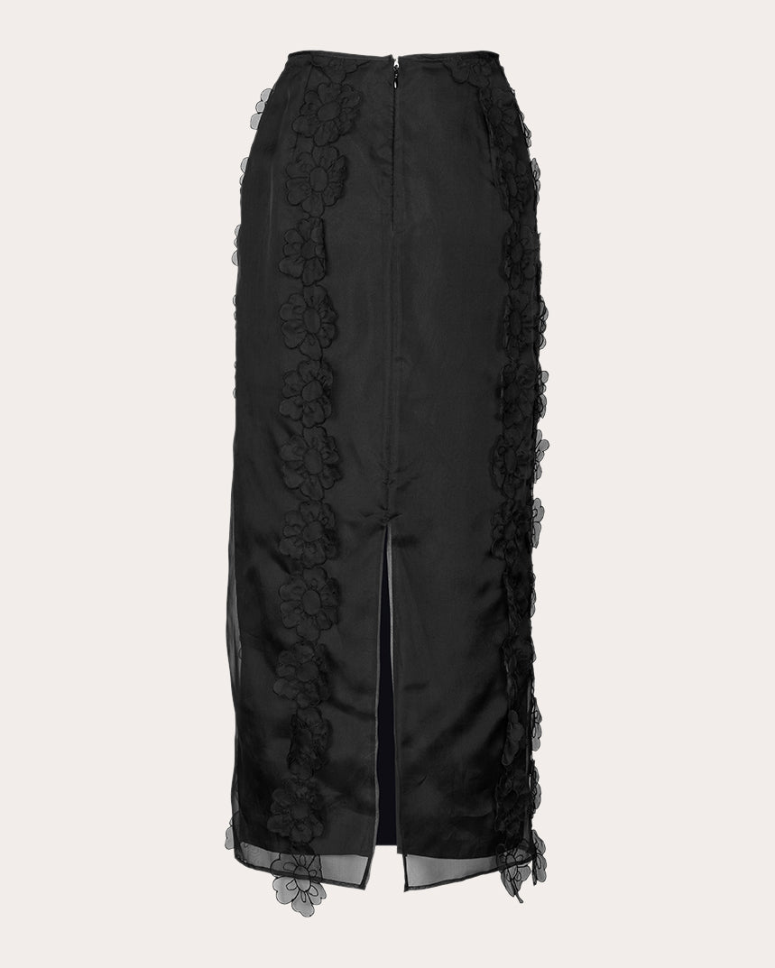 Olympia Floral-Appliquéd Midi Skirt