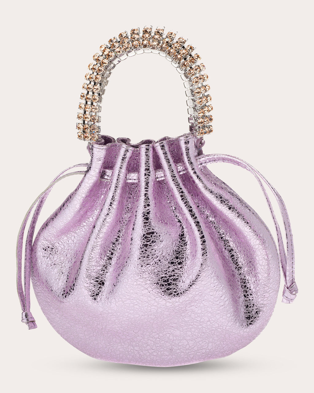 Ayla Crystal-Embellished Metallic Crackled-Leather Tote
