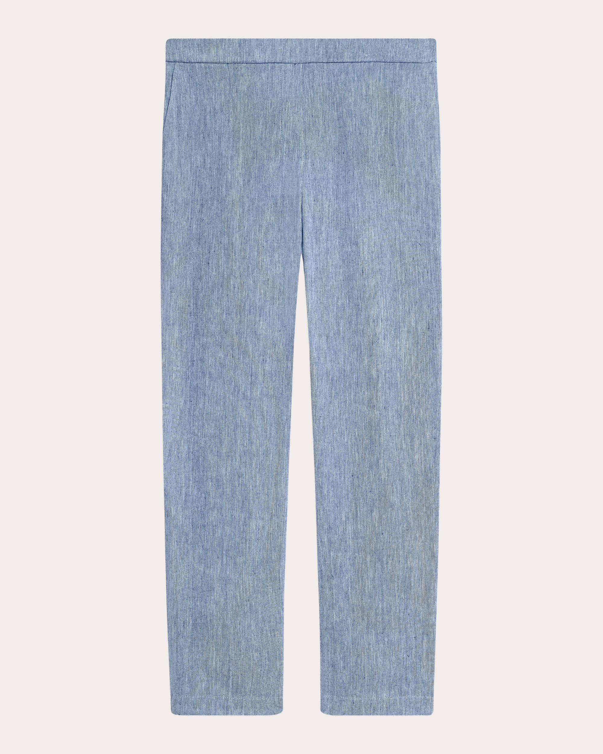 Treeca Fluid Linen Cropped Pull-On Pants