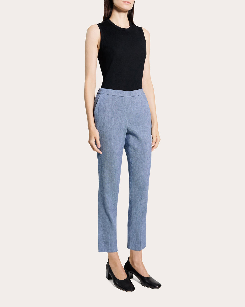 Treeca Fluid Linen Cropped Pull-On Pants