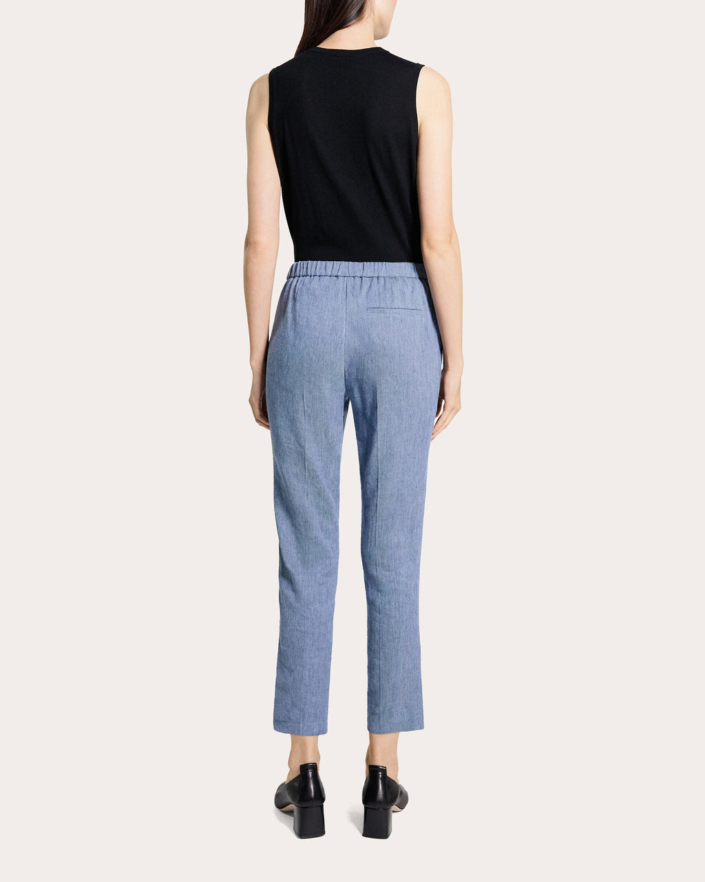 Treeca Fluid Linen Cropped Pull-On Pants