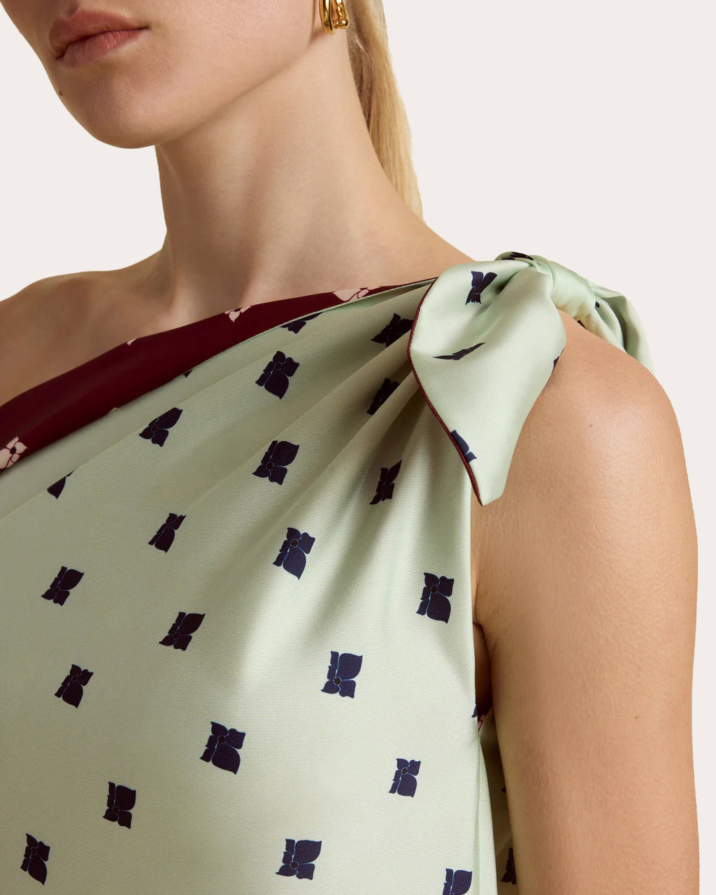 Floral Satin Twill Tied Asymmetric Mini Dress