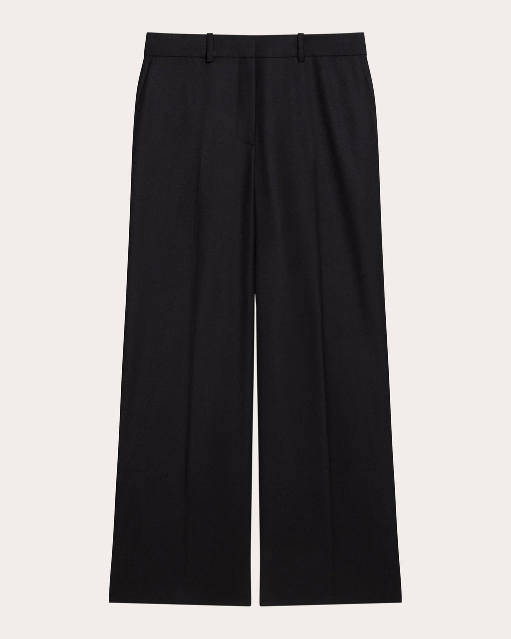 Sleek Flannel Wool Straight-Leg Pants