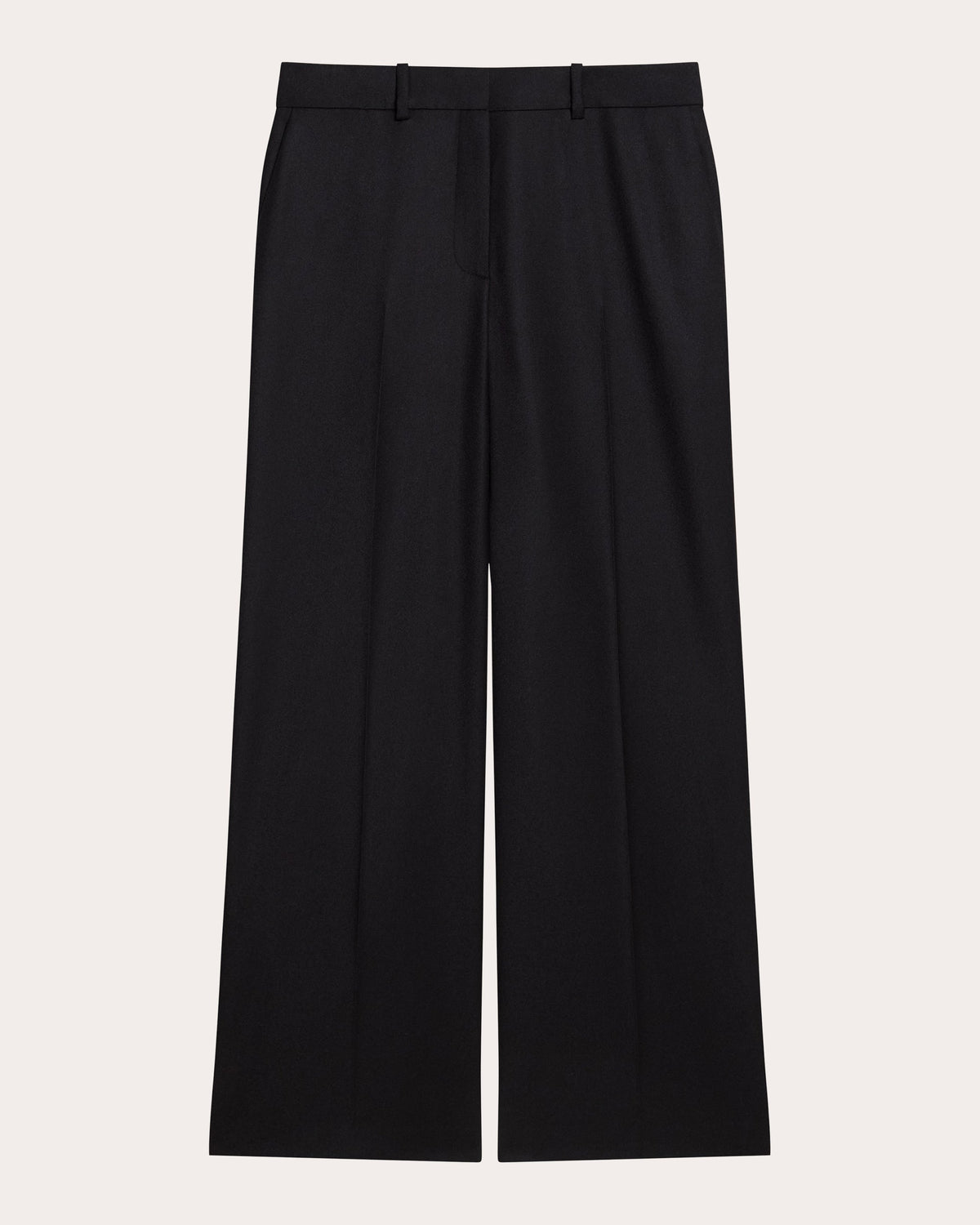Sleek Flannel Wool Straight-Leg Pants