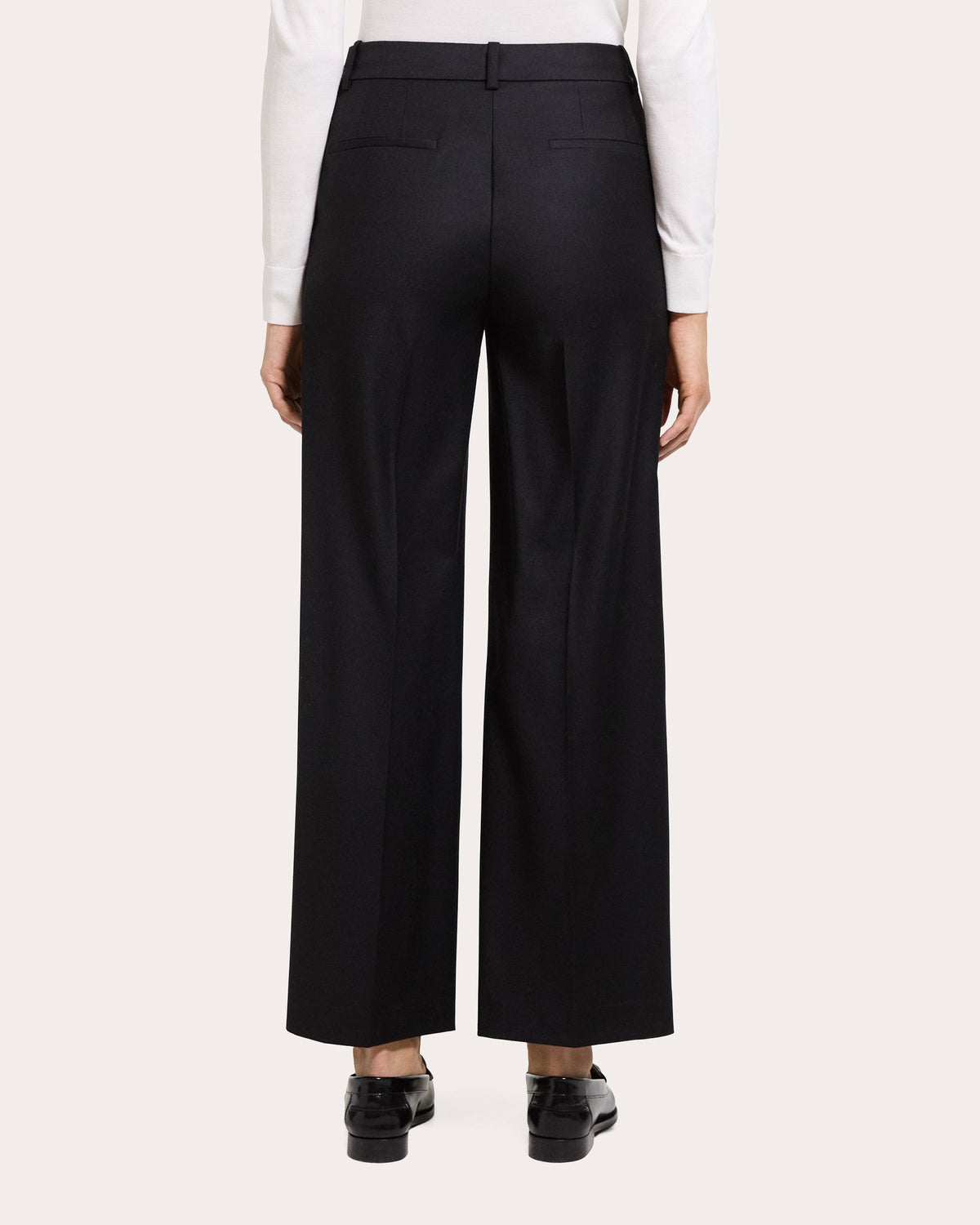 Sleek Flannel Wool Straight-Leg Pants