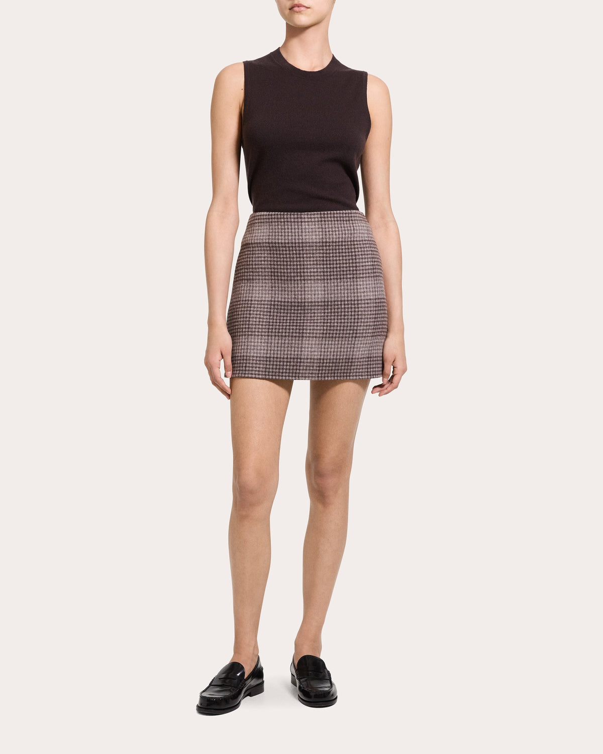 Plaid Wool Cashmere Mini Skirt