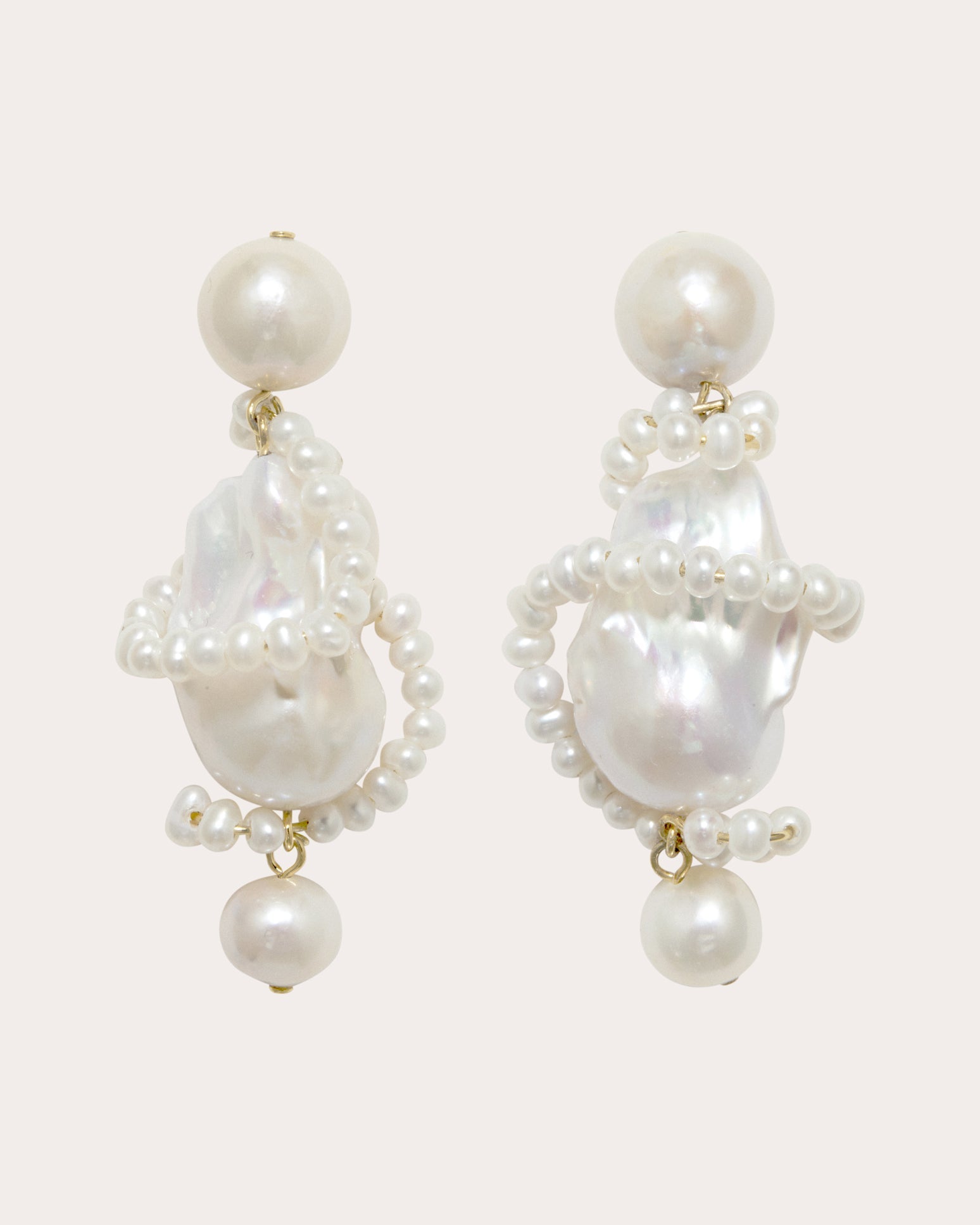 Pearl Carvings 18K Gold-Plated Silver and Pearl Earrings