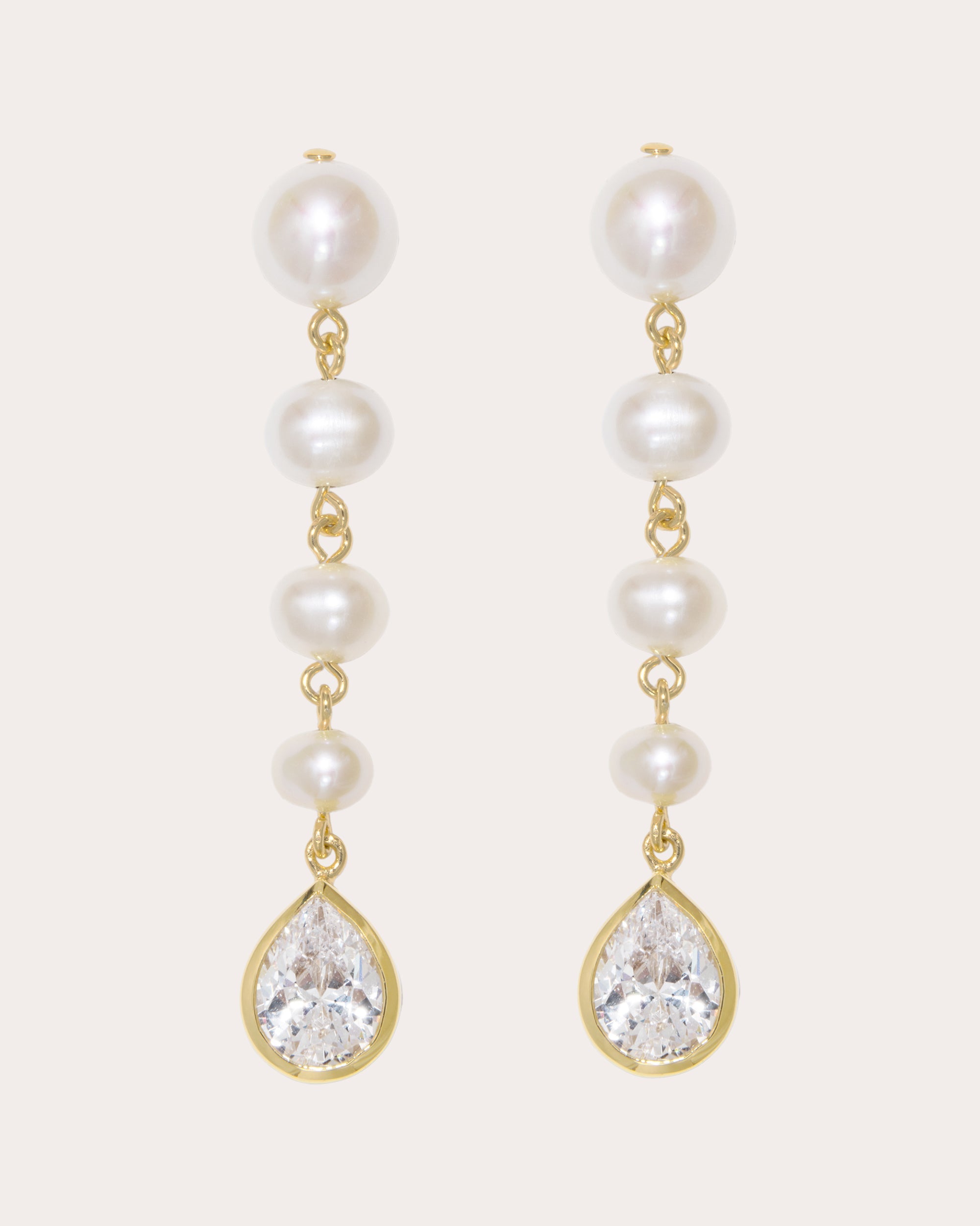 Pearl & Cubic Zirconia Drop Earrings