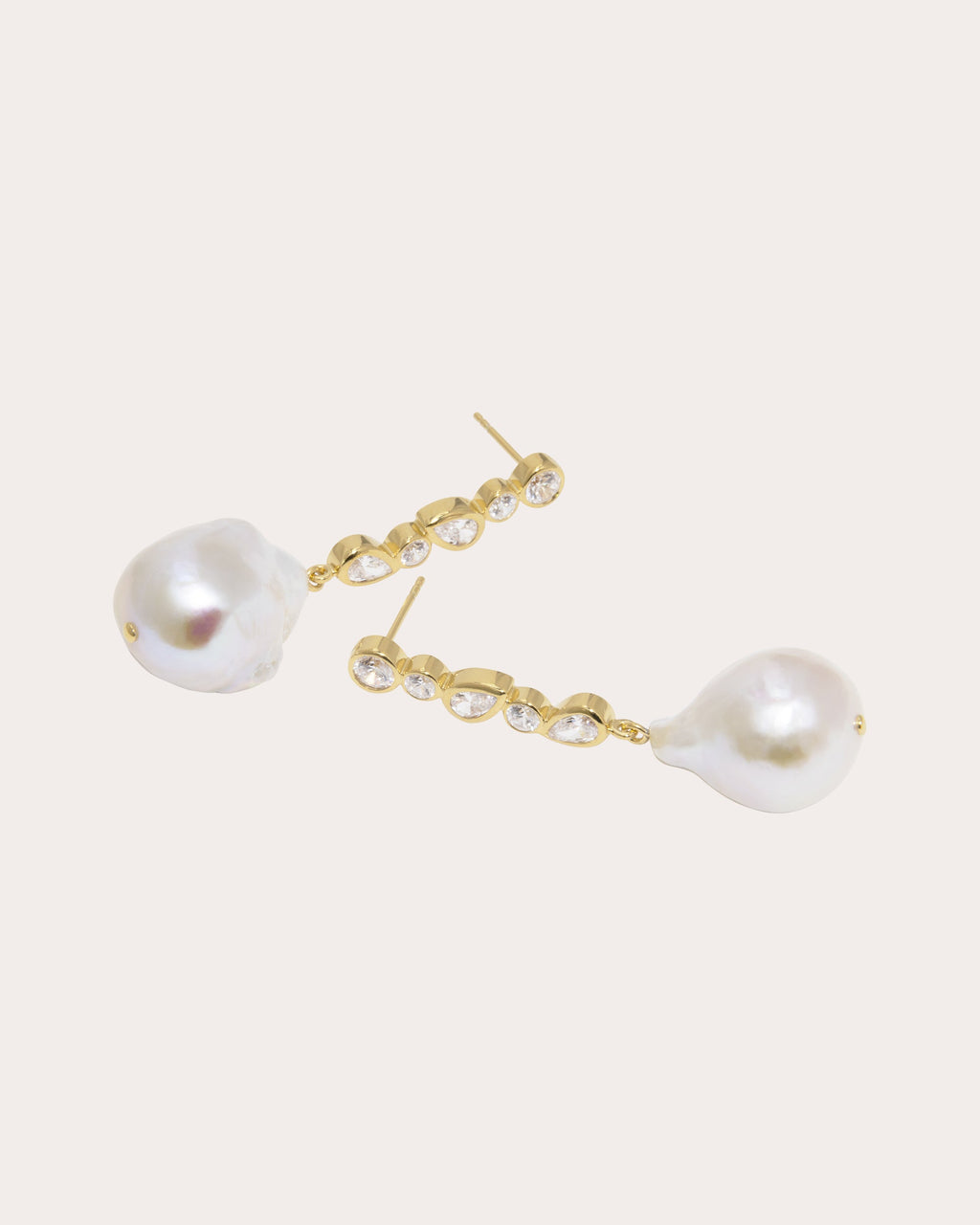 Baroque Pearl & Cubic Zirconia Pitter-Patter Drop Earrings