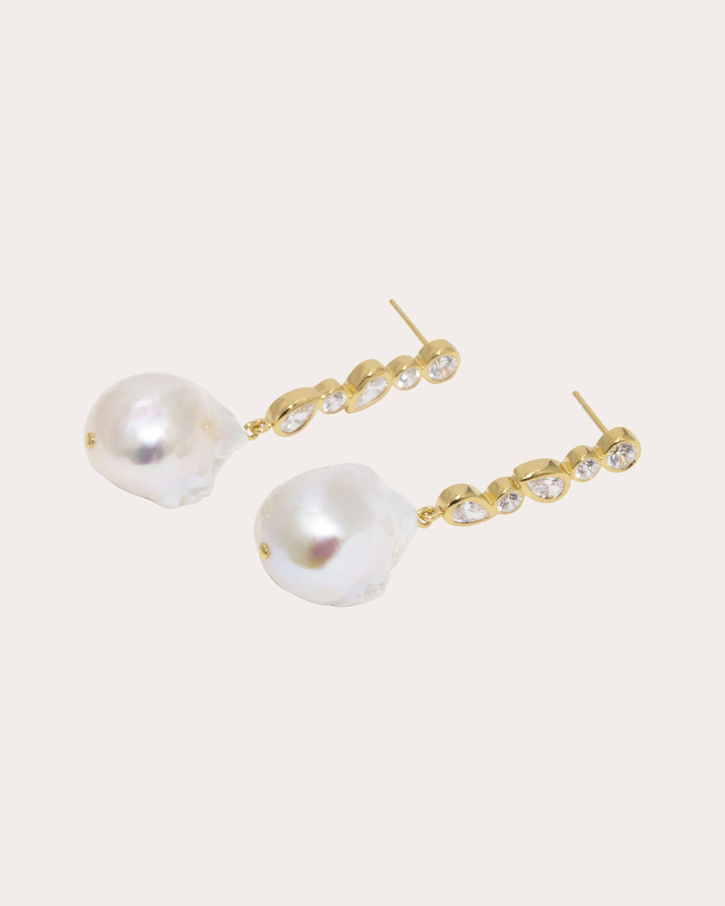 Baroque Pearl & Cubic Zirconia Pitter-Patter Drop Earrings