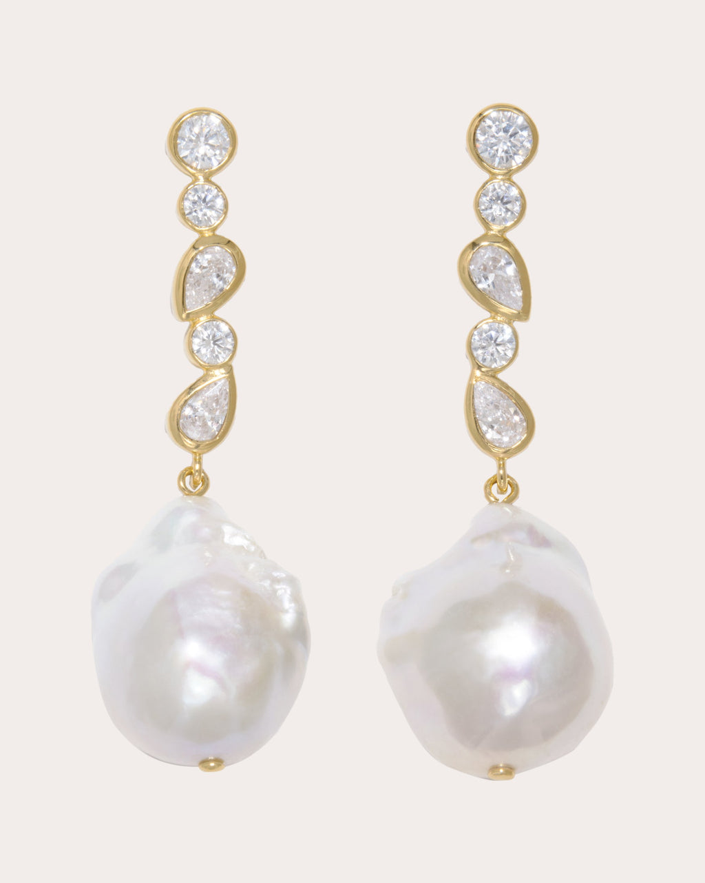 Baroque Pearl & Cubic Zirconia Pitter-Patter Drop Earrings