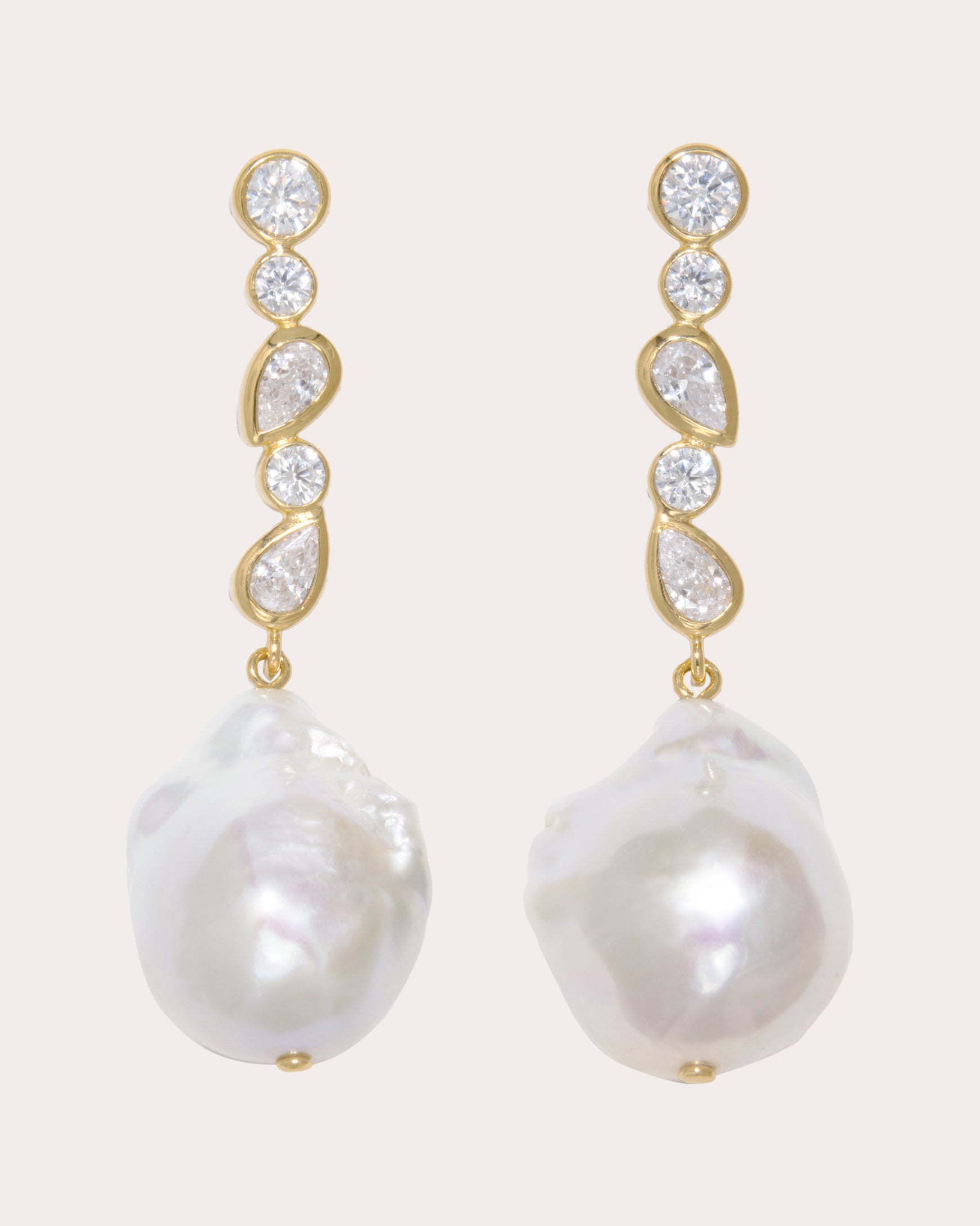 Baroque Pearl & Cubic Zirconia Pitter-Patter Drop Earrings
