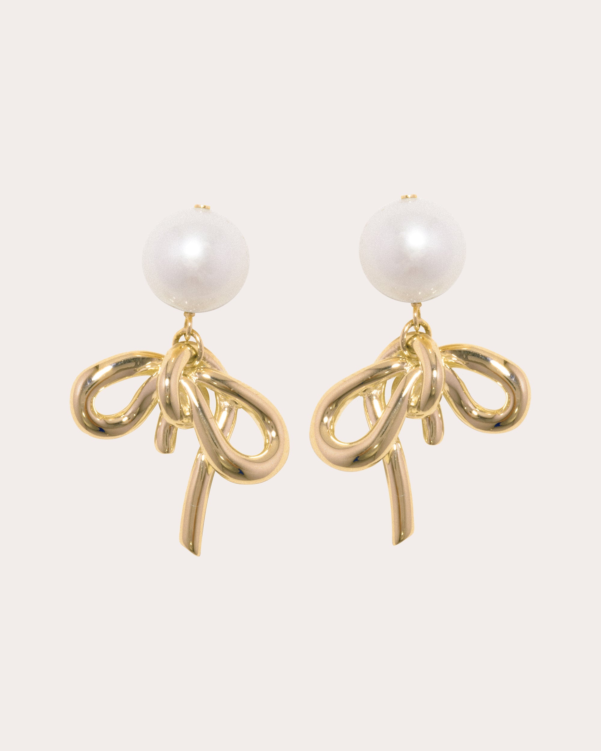 Twisted Bow 18K Gold-Plated Freshwater Pearl Earrings