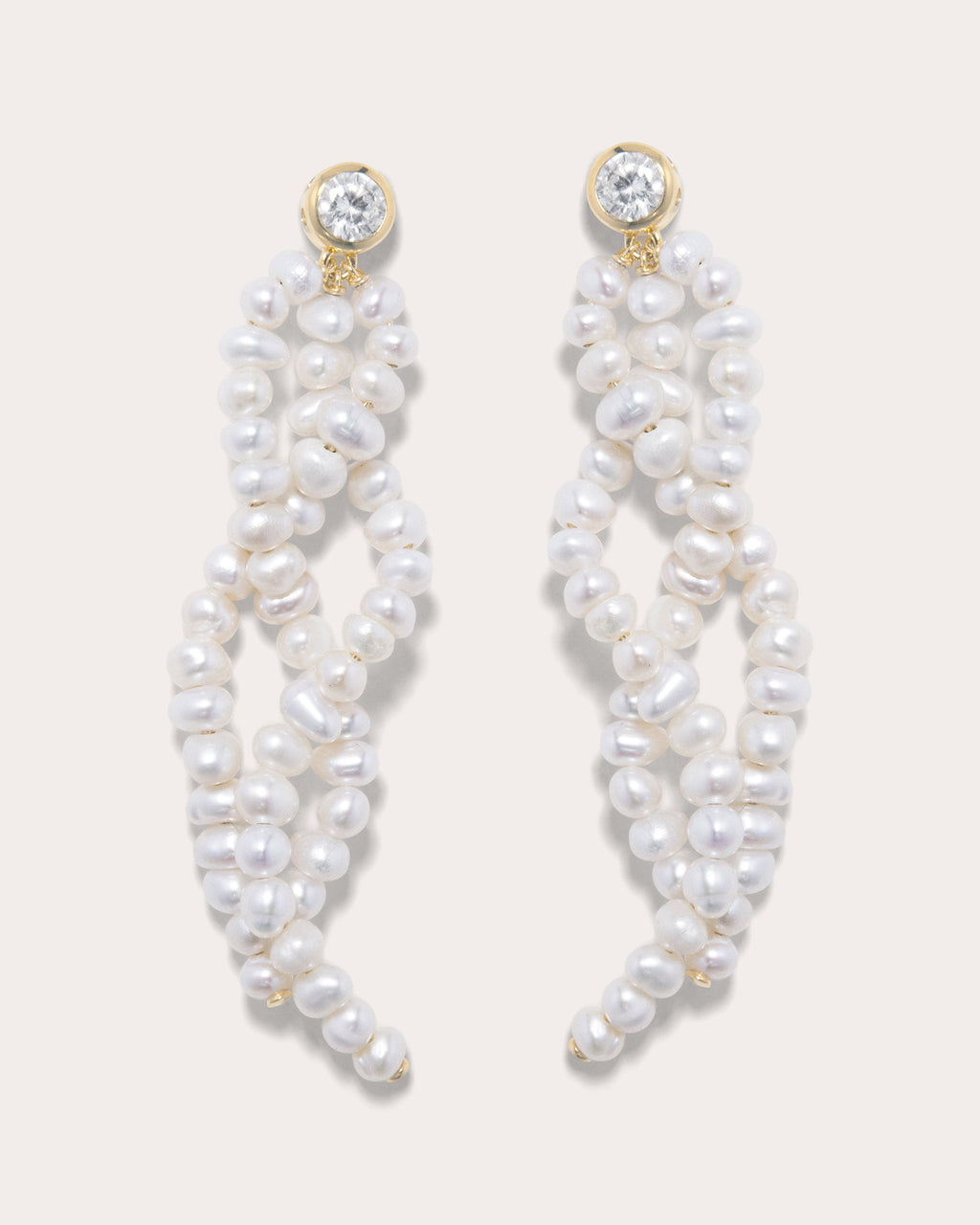 Pearl & Cubic Zirconia Twisted Drop Earrings