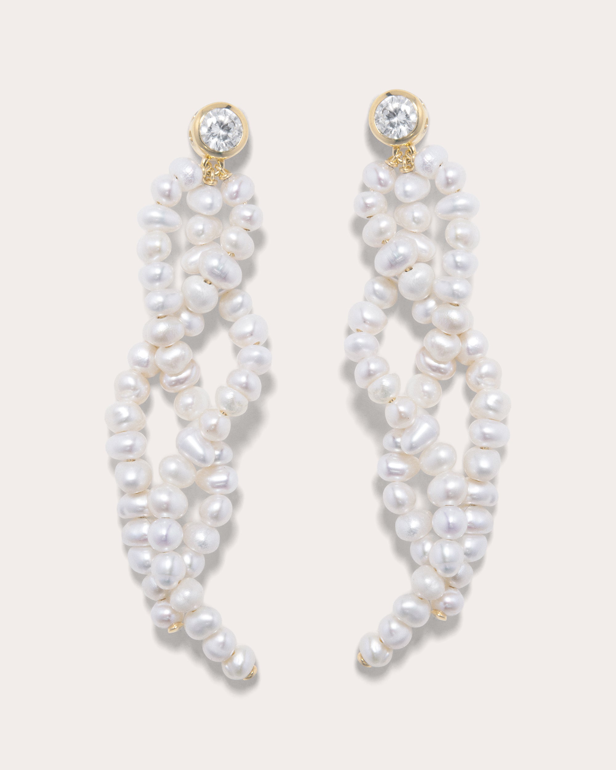 Pearl & Cubic Zirconia Twisted Drop Earrings