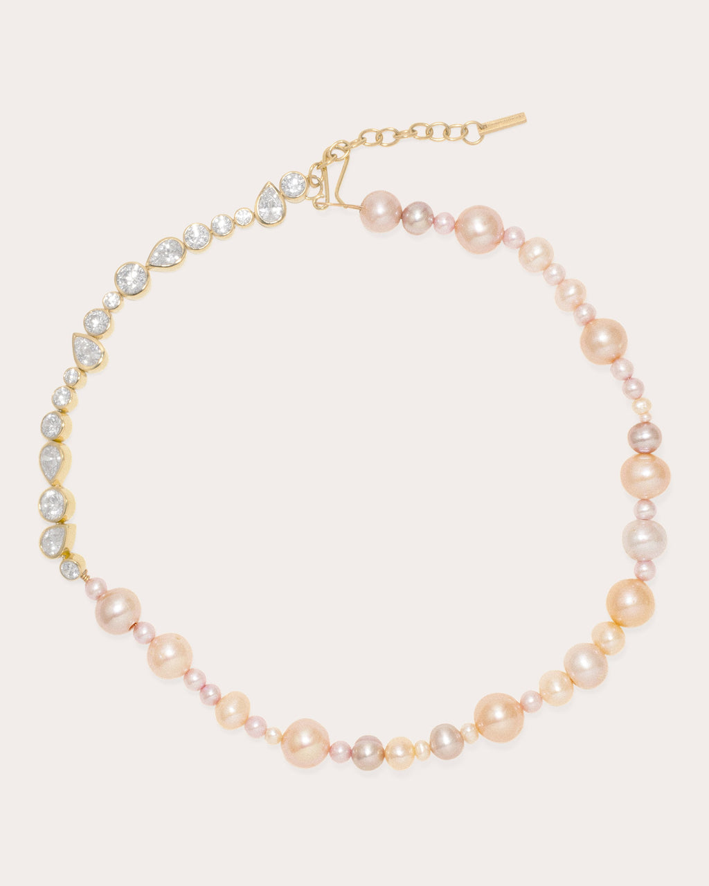 Cubic Zirconia & Pink Pearl Float Necklace