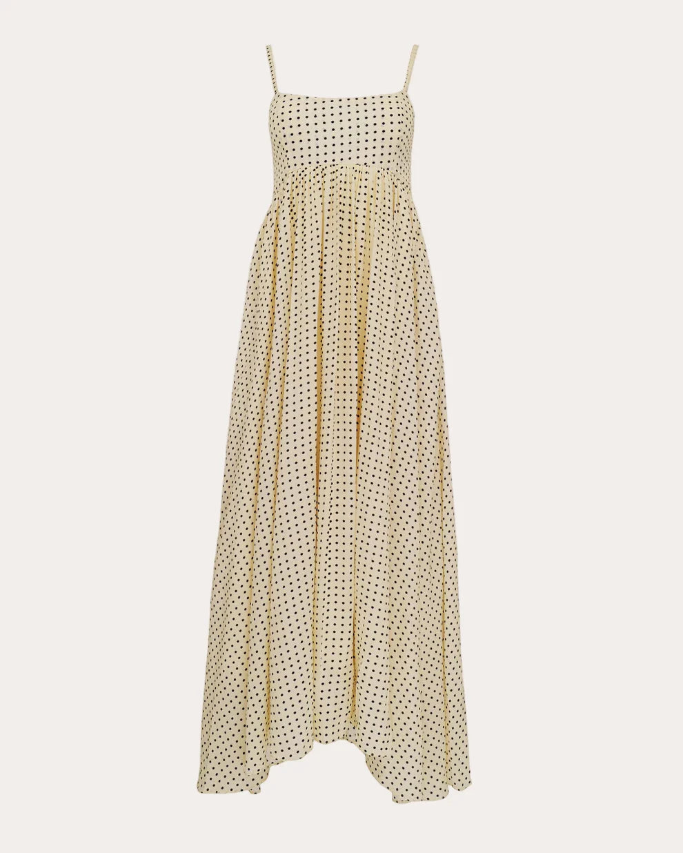 Rachel Polka Dot Silk Empire Midi Dress