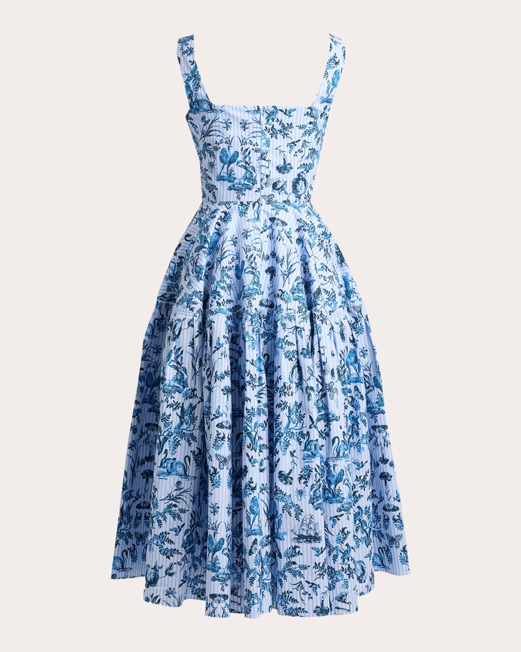 Toile Stripe Poplin Sleeveless Midi Dress